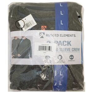 RUGGED ELEMENTS Men's Long Sleeve Crew Tees 2-Pack Dark Gray & Dark Green NWT